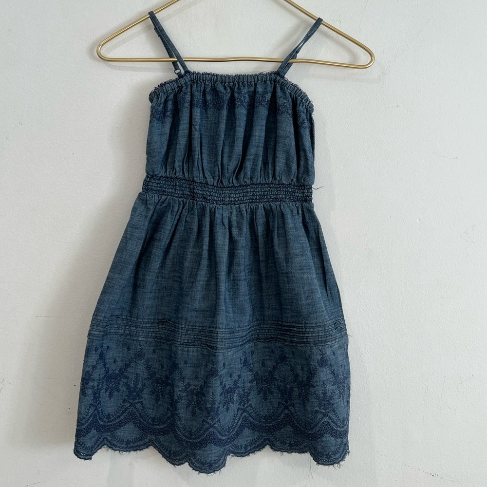 GAP Denim Blue embroidered straps Casual Kids Dress 5